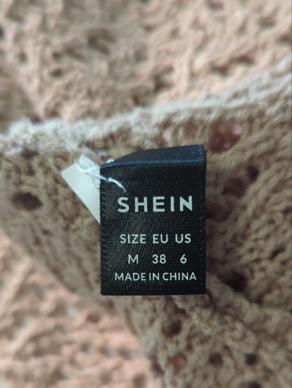 SHEIN Taupe Crochet Wrap Cardigan with Belt - Picture 3 of 3